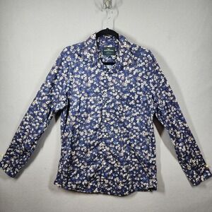 Rodd &‎ Gunn Shirt Mens XL Blue Floral Sports Fit Button Up Woven Italy Cotton